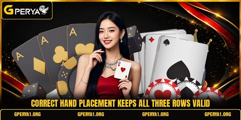 Correct hand placement keeps all three rows valid