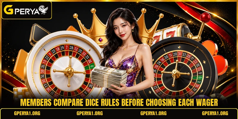 Members compare dice rules before choosing each wager